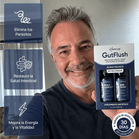 Hermios® GutFlush Kit de Limpieza de Parásitos en 2 Pasos - Detox Herbal Natural para un Intestino Más Limpio y Sano