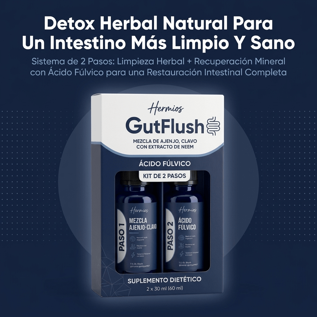 Hermios® GutFlush Kit de Limpeza de Parasitas em 2 Passos - Detox Herbal Natural para um Intestino Mais Limpo e Saudável