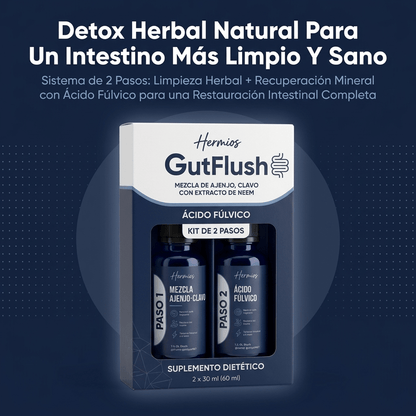 Hermios® GutFlush Kit de Limpeza de Parasitas em 2 Passos - Detox Herbal Natural para um Intestino Mais Limpo e Saudável