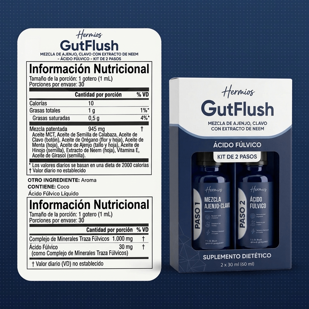 Hermios® GutFlush Kit de Limpeza de Parasitas em 2 Passos - Detox Herbal Natural para um Intestino Mais Limpo e Saudável
